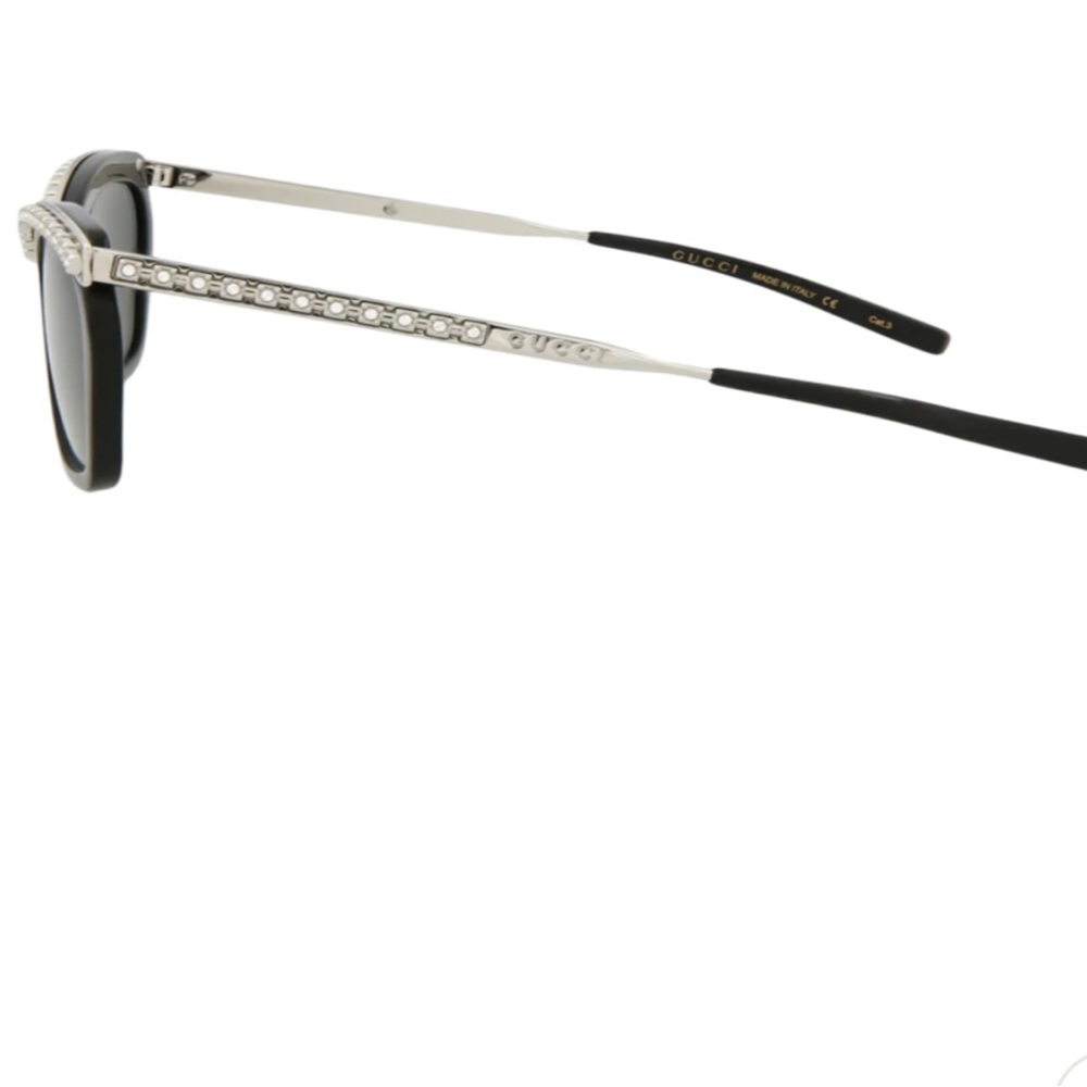 GUCCI WOMENS SQUARE/RECTANGLE BLACK SILVER GREY FASHION DESIGNER EYEWEAR New - Picture 2 of 5